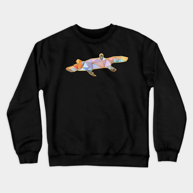 Platypus Geometric Gold Lines Crewneck Sweatshirt by HappyGiftArt